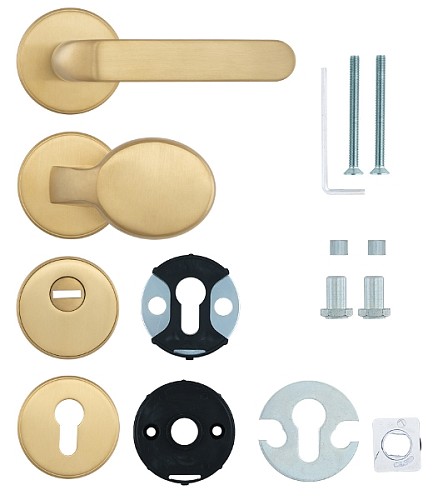 Ручки на розетте с протектором ROSTEX Rotondum фиксированная-нажимная нержавеющая сталь матовая титан PVD - Фото №6