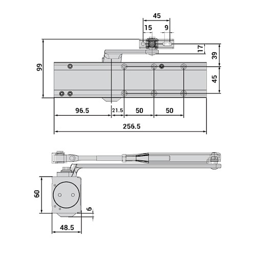 Доводчик CISA C1611.05.0.45 Professional Plus2 BC STD HO с фиксацией до 120 кг белый - Фото №2