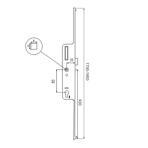Механизм замка VORNE защелка 35*85 мм рейка 1700-1950 мм с ригелем  - Фото №5