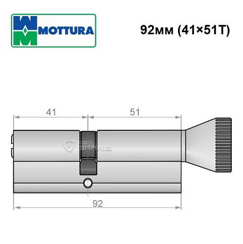Циліндр MOTTURA Project DPC1F 92T (41*51T) нікель матовий - Фото №5