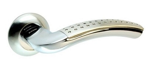 Ручки на розетте KEDR R10.026-AL SN/CP сатин/хром - Фото №2