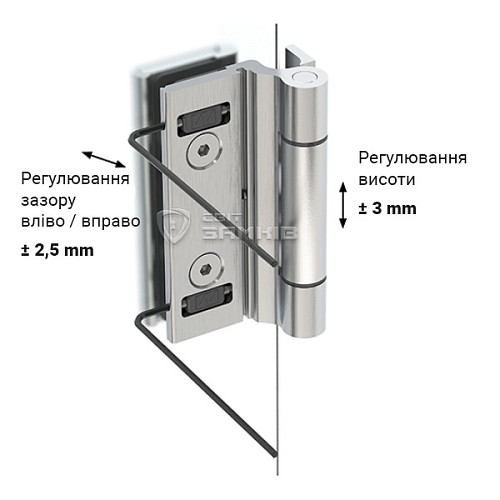Завіс WALA WTB 8010441X для скляних дверей широкий срібний - Фото №6
