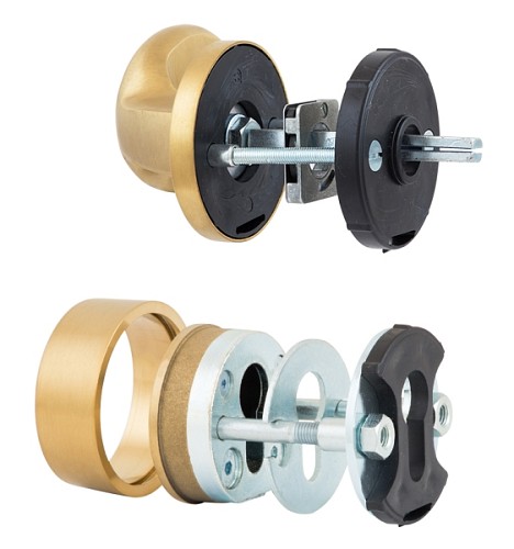 Ручки на розетте с протектором ROSTEX Rotondum фиксированная-нажимная нержавеющая сталь матовая титан PVD - Фото №4