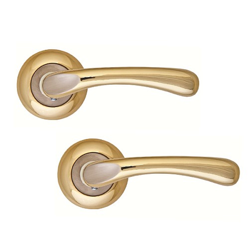 Ручки на розетте SIBA Palermo (R02) матовый никель/темное золото  - Фото №1