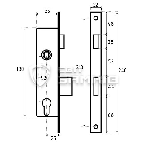 Механизм замка Euro-Elzett 25-92-22 защелка - Фото №5