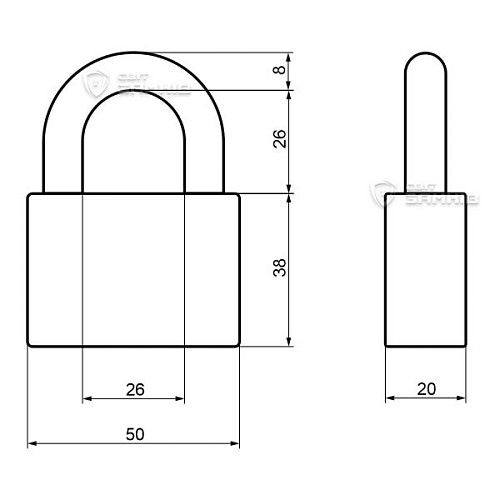 Замок навесной HORST HR-B1-50E (3 ключа) - Фото №6