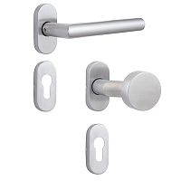 Ручки на розетте с накладками на сердцевину ROSTEX Vigo-Tablet ES32 нержавеющая сталь матовая