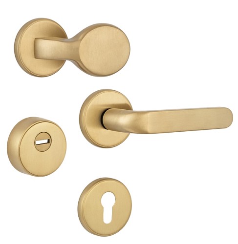 Ручки на розетте с протектором ROSTEX Rotondum фиксированная-нажимная нержавеющая сталь матовая титан PVD - Фото №1