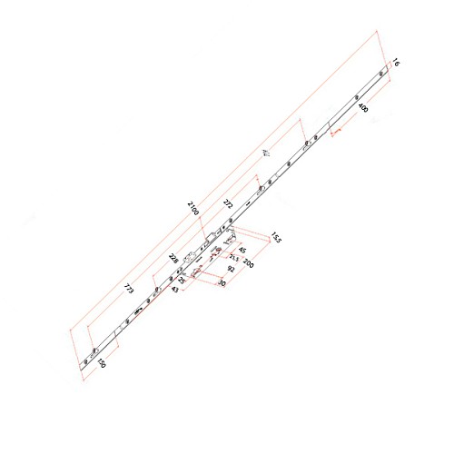 Механизм замка AXOR защелка 25*92 мм рейка 2100 мм - Фото №4