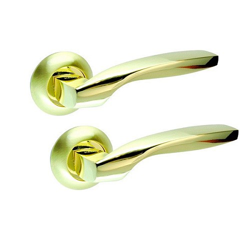 Ручки на розетте KEDR R10.045-AL SB/PB матовое золото/золото - Фото №1