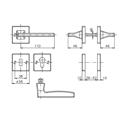 Ручки на розетте ROSTEX Kira H56 черная - Фото №3