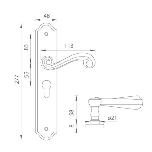 Ручки на планке TUPAI Carla 704-55никель матовый - Фото №2