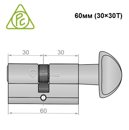 Циліндр CORTELLEZZI PRIMO 117F 60T (30*30T) хром матовий - Фото №2