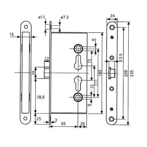 Механизм замка антипаника TESA CF69 (BS65*72мм) для активной створки - Фото №5