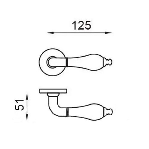 Ручки на розетте DND by MARTINELLI Monica AF+P8 античная обработка/бежевый фарфор - Фото №3