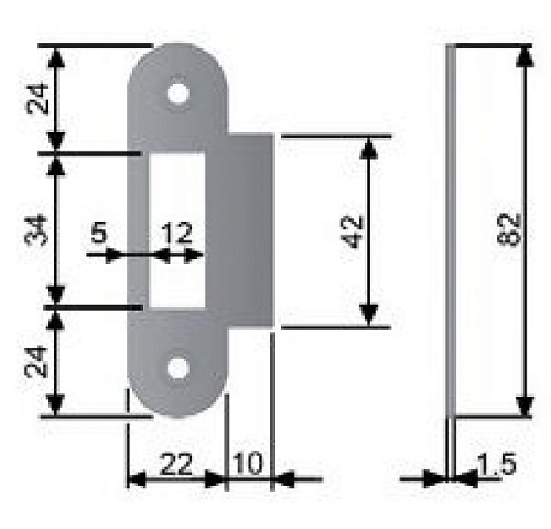 Ответная планка AGB Mediana Evolution с ровным отбойником сатин - Фото №2