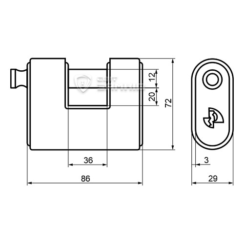Замок навесной VIRO PANZER ST.STEEL 4117.Х (3 ключа) - Фото №5