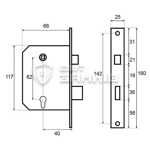 Механізм замка CLASS 9011SR (BS40*61,5мм) CP хром - Фото №2