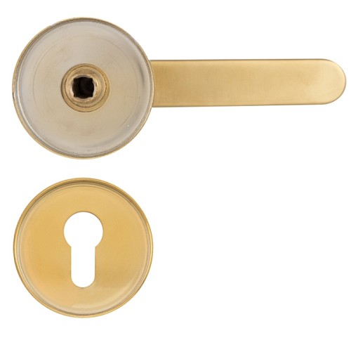 Ручки на розетте с протектором ROSTEX Rotondum фиксированная-нажимная нержавеющая сталь матовая титан PVD - Фото №3