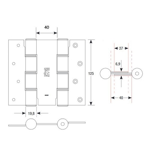 Петля барная ALDEGHI LUIGI 87AC125-40 125 мм AC хром - Фото №17