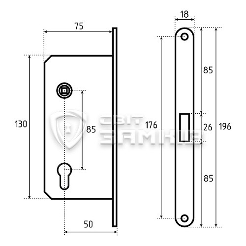 Механізм замка AGB Mediana Polaris PZ магніт (BS50*85мм) титан - Фото №5