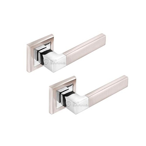 Ручки на розеті MVM/Linde A-2004 (T7-E8) SN/CP матовий нікель/полірований хром - Фото №1