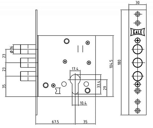 Механизм замка KALE 447 (BS67,5мм) хром - Фото №5