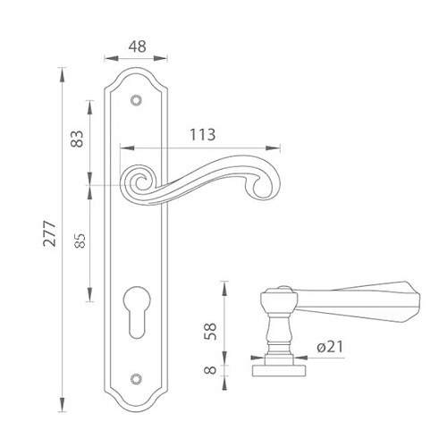 Ручки на планке TUPAI Carla 704-85 античное серебро - Фото №2