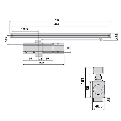 Доводчик CISA C2010.03.0.90 Professional Plus2 SLD до 60 кг FIRE черный - Фото №7