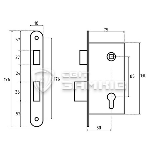 Механізм замка AGB Centro PZ (BS50*85мм) бронза - Фото №5