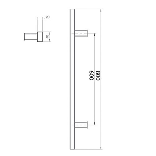 Ручка скоба ABELIX Vegas L: 800mm X: 600-90° 40*20mm SS нерж. сталь (половинка) - Фото №8