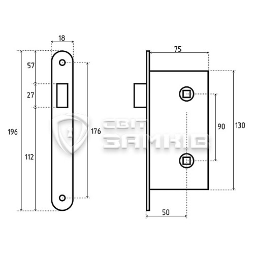 Механизм замка AGB Centro WC (BS50*90мм) бронза - Фото №5