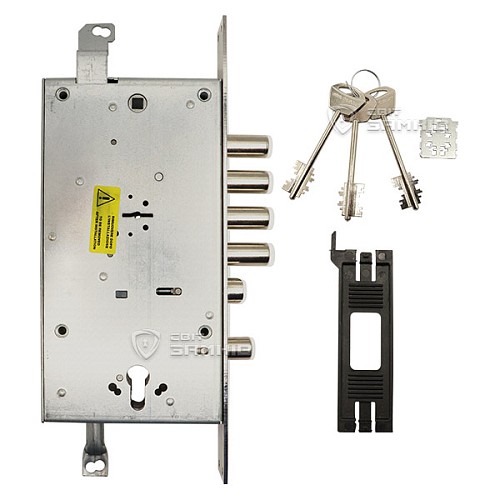 Механизм замка MUL-T-LOCK Matrix DFM30328M Двухсистемный (BS65 * 85мм) хром полированный без об.планки - Фото №5