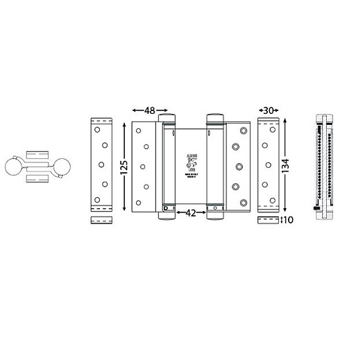 Петля барная с тормозом ALDEGHI LUIGI 101AN125B 125 мм AN никель - Фото №5