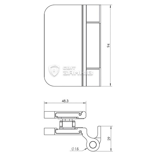 Завіс WALA WTB 8010441X для скляних дверей широкий срібний - Фото №7