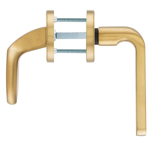 Ручки на розетте с протектором ROSTEX Rotondum фиксированная-нажимная нержавеющая сталь матовая титан PVD - Фото №5