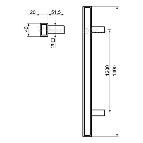 Ручка скоба ABARO Sydney 90° L: 1400 X: 1200 W: 40*20mm BM черный мат. (половинка) - Фото №8