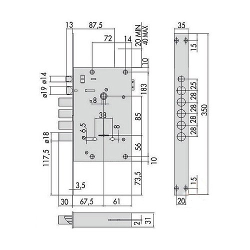Електромеханічний замок CISA 17685 (BS67,5*85мм) сувальдний з перекодуванням - Фото №2