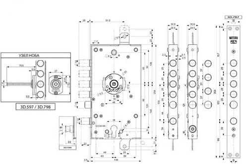 Механизм замка MOTTURA 3D.771D8000 (BS66*85мм) R правый - Фото №4