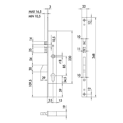Електромеханічний замок CISA 16215.35 (BS35*85мм) - Фото №2