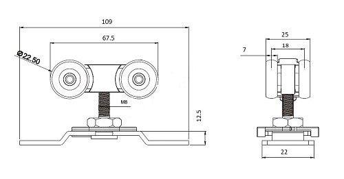 Раздвижная система KEDR ESW033-100 длина 2 м на 1 полотно весом до 100 кг - Фото №3
