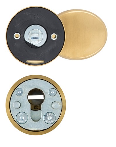 Ручки на розетте с протектором ROSTEX Rotondum фиксированная-нажимная нержавеющая сталь матовая титан PVD - Фото №2