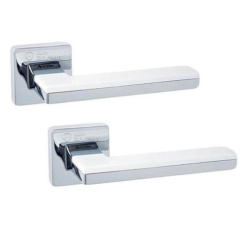 Ручки на розетте SYSTEM Larissa (RO11) CR-CR/AL7 хром/белые вставки