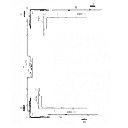 Механизм замка AXOR защелка 25*92 мм рейка 2100 мм - Фото №3