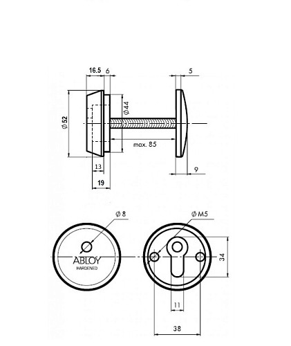 Протектор ABLOY CH101 16,5мм 40-80мм хром сатин - Фото №5