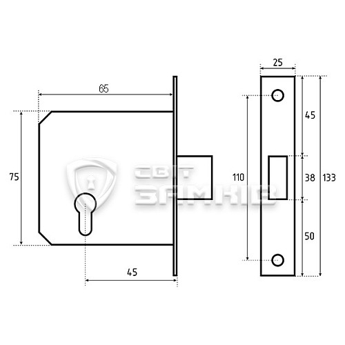 Механизм замка SANTOS 731 (BS45мм) матовый хром - Фото №5