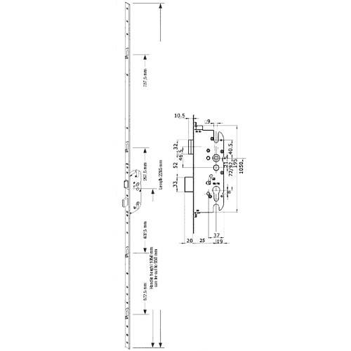 Механизм замка GU Europa R4 защелка 25*92 мм рейка 2285 мм - Фото №4