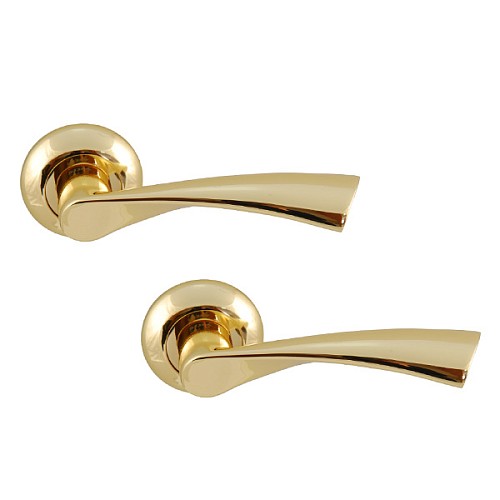 Ручки на розетте SIBA Genoa (R02) полированная латунь  - Фото №1