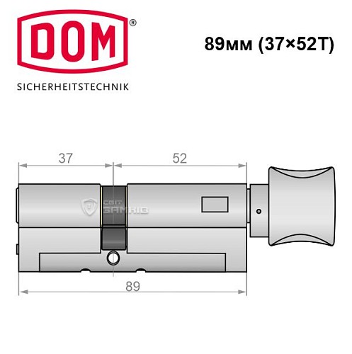 Цилиндр DOM Diamant 89T (37*52T) никель сатин - Фото №5