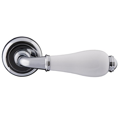 Ручки на розетте GAVROCHE Hydrargyrum HG-Z8 CP/White хром/белая эмаль - Фото №2